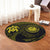 Hawaiian Coat Of Arms Turtle Polynesian Round Carpet Yellow AH - Polynesian Pride