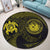 Hawaiian Coat Of Arms Turtle Polynesian Round Carpet Yellow AH - Polynesian Pride