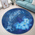 Hawaiian Dolphin Hibiscus Tropic Blue Polynesian Round Carpet - AH - Polynesian Pride