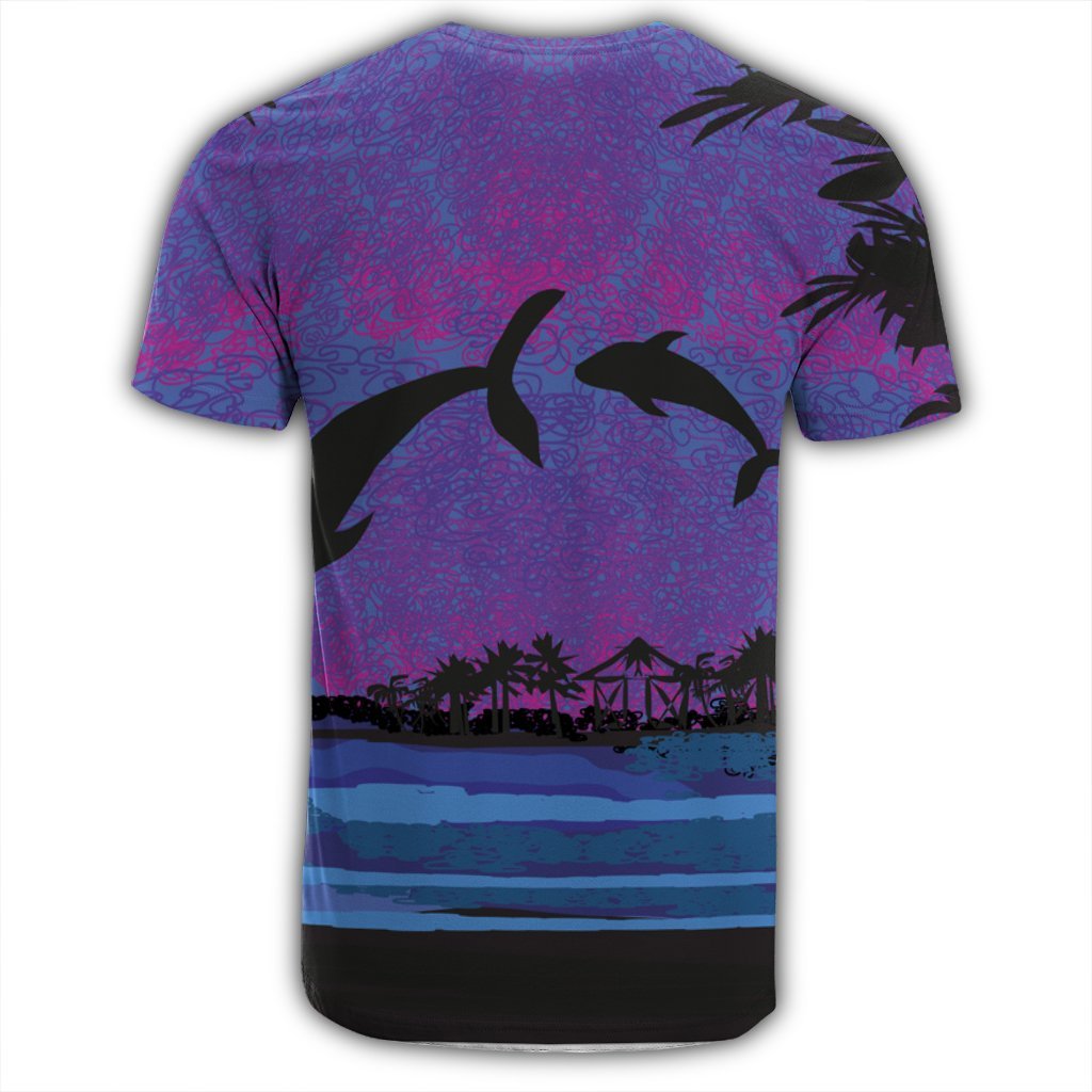 Hawaiian Dolphin In Night Polynesian T Shirt - Polynesian Pride