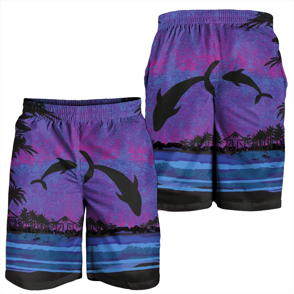 Hawaiian Dolphin In Night Polynesian Men's Shorts - AH - Polynesian Pride