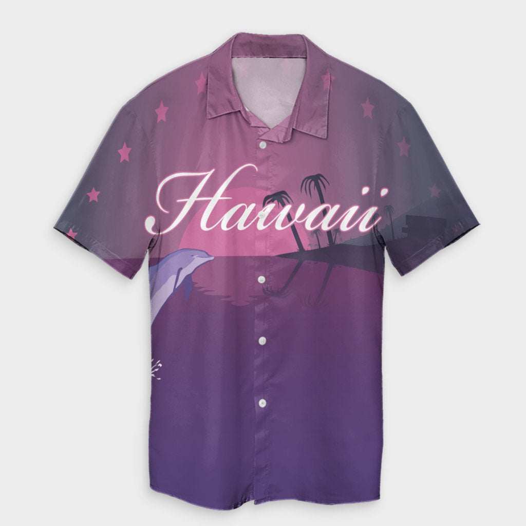 Hawaiian Dolphin Violet Polynesian Hawaiian Shirt - AH Unisex Black - Polynesian Pride