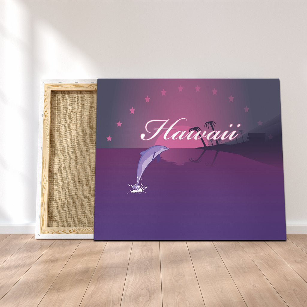 Hawaiian Dolphin Violet Polynesian Canvas - AH Canvas Poly-cotton - Polynesian Pride