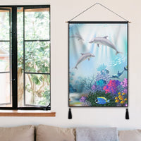 Hawaiian Dolphins Play The Ocean Polynesian Hanging Poster - AH - Polynesian Pride