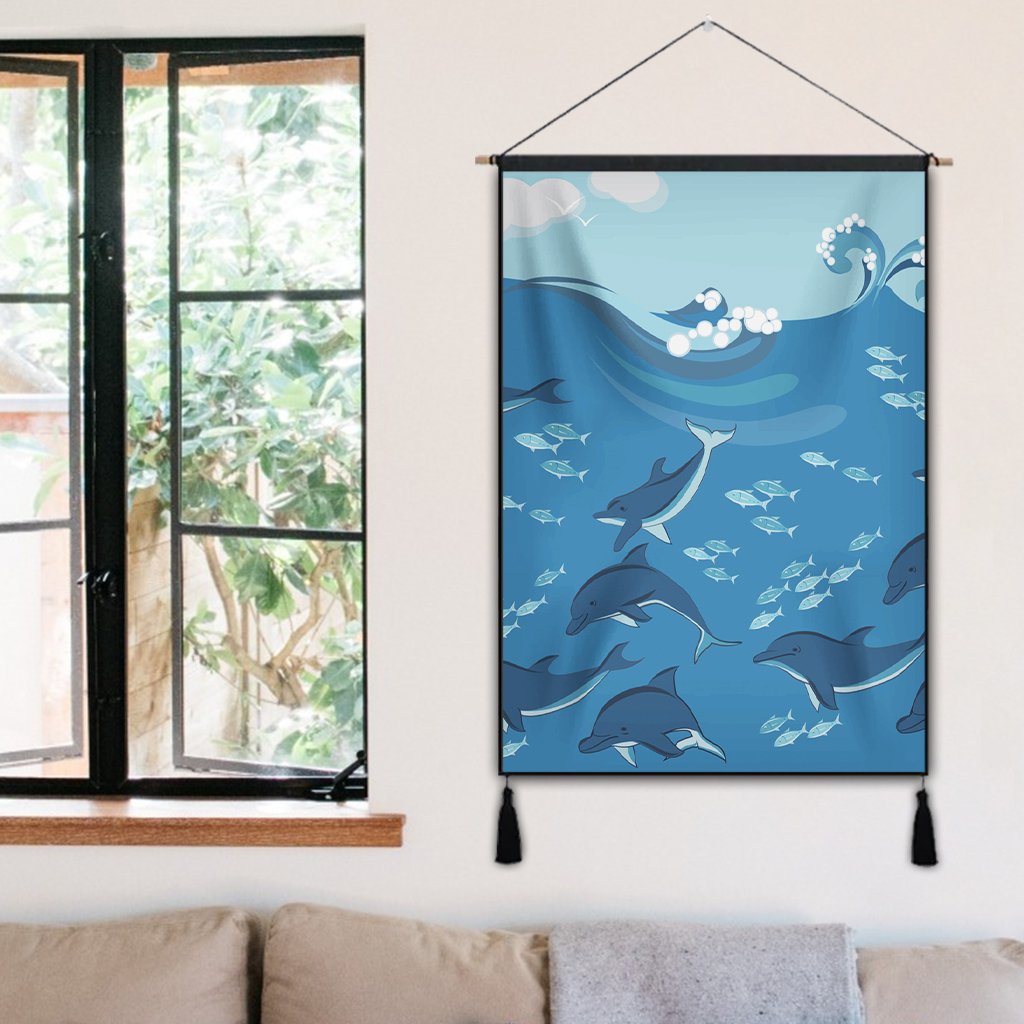 Hawaiian Dolphins Polynesian Hanging Poster - AH - Polynesian Pride