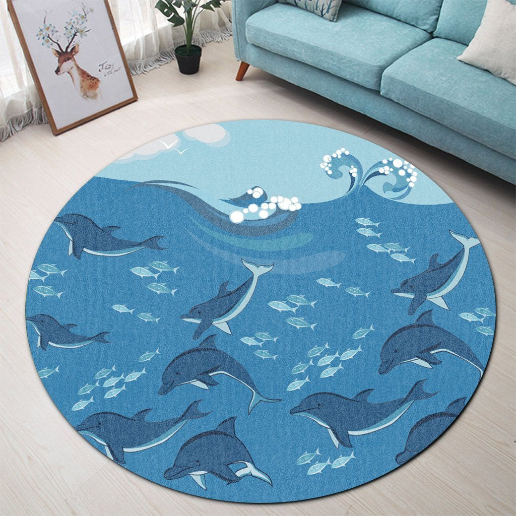 Hawaiian Dolphins Polynesian Round Carpet - AH - Polynesian Pride