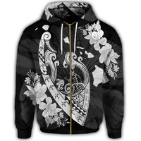 Hawaiian Fish Hook Hibiscus Banzai Surfing Polynesian Zip Hoodie - Polynesian Pride