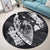 Hawaiian Fish Hook Hibiscus Banzai Surfing Polynesian Round Carpet - AH - Polynesian Pride