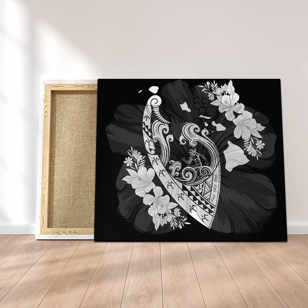 Hawaiian Fish Hook Hibiscus Banzai Surfing Polynesian Canvas - AH Canvas Poly-cotton - Polynesian Pride
