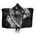 Hawaiian Fish Hook Hibiscus Banzai Surfing Polynesian Hooded Blanket - AH Hooded Blanket White - Polynesian Pride