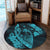 Hawaiian Fish Hook Hibiscus Banzai Surfing Polynesian Round Carpet Blue - AH - Polynesian Pride