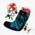 Hawaiian Fish Hook Hibiscus Banzai Surfing Polynesian Christmas Stocking Blue - AH - Polynesian Pride