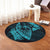 Hawaiian Fish Hook Hibiscus Banzai Surfing Polynesian Round Carpet Blue - AH - Polynesian Pride