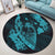 Hawaiian Fish Hook Hibiscus Banzai Surfing Polynesian Round Carpet Blue - AH - Polynesian Pride