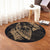 Hawaiian Fish Hook Hibiscus Banzai Surfing Polynesian Round Carpet Gold - AH - Polynesian Pride