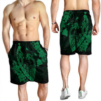 Hawaiian Fish Hook Hibiscus Banzai Surfing Polynesian Men's Shorts Green - AH - Polynesian Pride