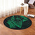 Hawaiian Fish Hook Hibiscus Banzai Surfing Polynesian Round Carpet Green - AH - Polynesian Pride