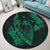 Hawaiian Fish Hook Hibiscus Banzai Surfing Polynesian Round Carpet Green - AH - Polynesian Pride