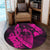 Hawaiian Fish Hook Hibiscus Banzai Surfing Polynesian Round Carpet Pink - AH - Polynesian Pride