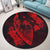 Hawaiian Fish Hook Hibiscus Banzai Surfing Polynesian Round Carpet Red - AH - Polynesian Pride