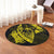 Hawaiian Fish Hook Hibiscus Banzai Surfing Polynesian Round Carpet Yellow - AH - Polynesian Pride