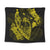 Hawaiian Fish Hook Hibiscus Banzai Surfing Polynesian Tapestry Yellow - AH Wall Tapestry Black - Polynesian Pride