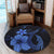 Hawaiian Fish Hook Hibiscus Plumeria Polynesian Round Carpet - Blue - AH - Polynesian Pride