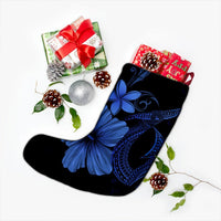 Hawaiian Fish Hook Hibiscus Plumeria Polynesian Christmas Stocking - Blue - AH - Polynesian Pride