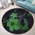 Hawaiian Fish Hook Hibiscus Plumeria Polynesian Round Carpet - Green - AH - Polynesian Pride