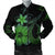 Hawaiian Fish Hook Hibiscus Plumeria Polynesian Bomber Jacket - Green - AH Black Unisex - Polynesian Pride