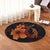 Hawaiian Fish Hook Hibiscus Plumeria Polynesian Round Carpet - Orange - AH - Polynesian Pride