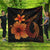 Hawaiian Fish Hook Hibiscus Plumeria Polynesian Premium Quilts - Orange - AH Black - Polynesian Pride