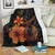 Hawaiian Fish Hook Hibiscus Plumeria Polynesian Premium Blankets - Orange - AH White - Polynesian Pride