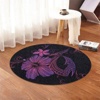 Hawaiian Fish Hook Hibiscus Plumeria Polynesian Round Carpet - Pink - AH - Polynesian Pride