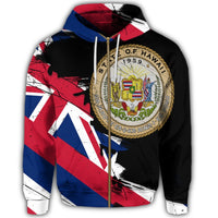 Hawaiian Flag Coat of Arms of Hawaii Polynesian Zip Hoodie Classic Style - Polynesian Pride