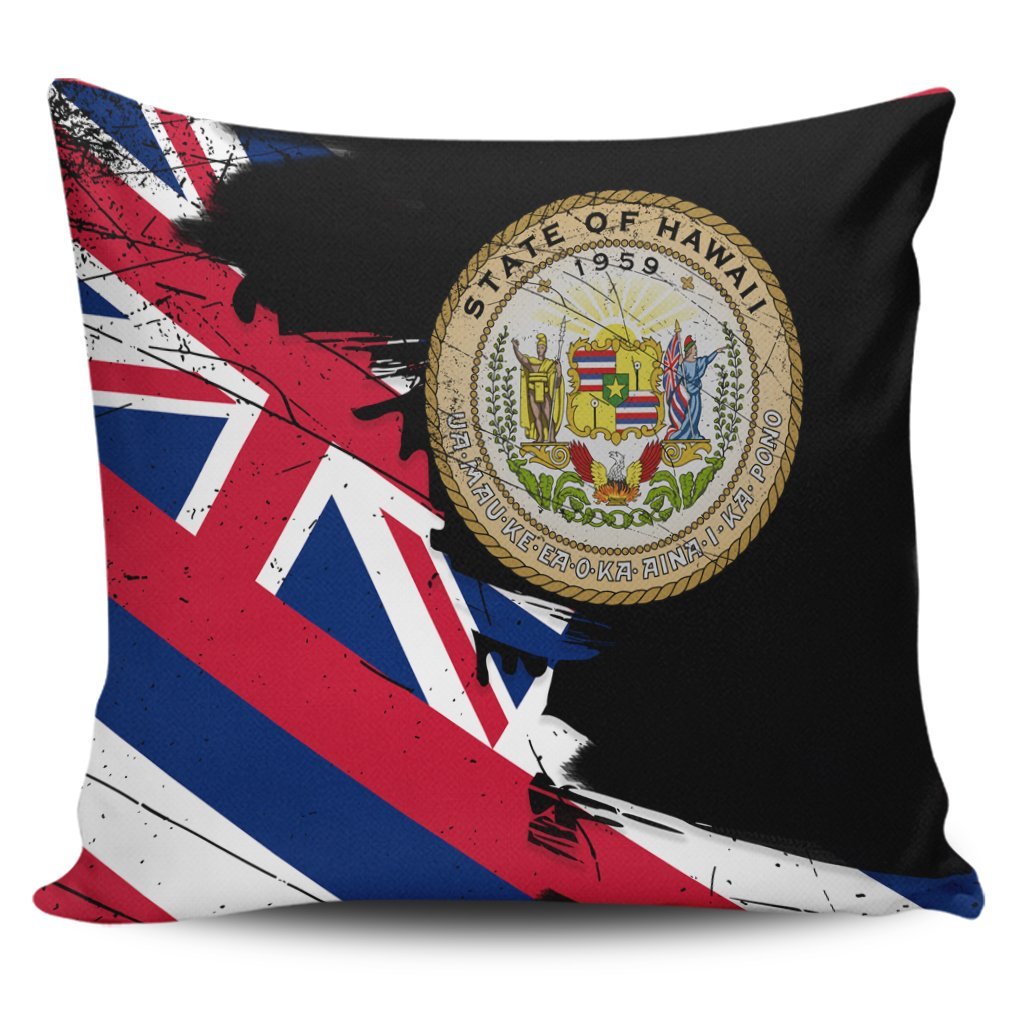 Hawaiian Flag Coat Of Arms Of Hawaii Polynesian Pillow Covers - Classic Style Pillow Covers Black - Polynesian Pride