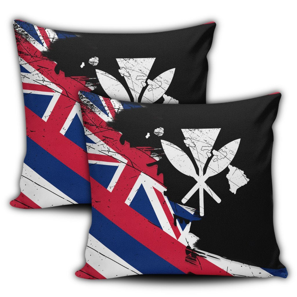 Hawaiian Flag Hawaii Map Kanaka Polynesian Pillow Covers - Classic Style - Polynesian Pride