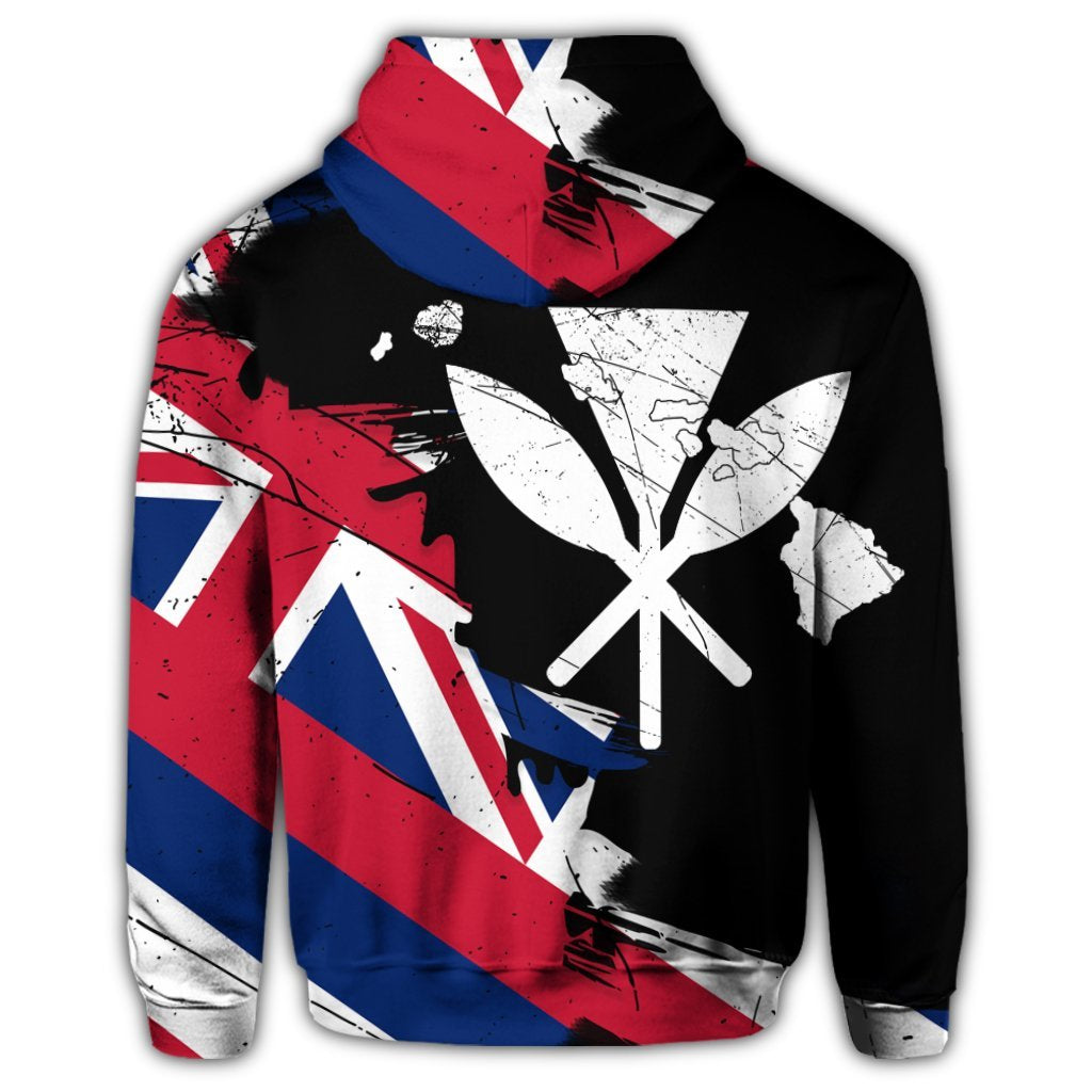 Hawaiian Flag Hawaii Map Kanaka Polynesian Zip Hoodie Classic Style - Polynesian Pride