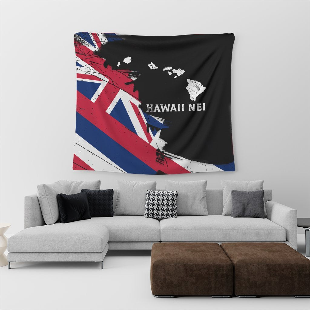 Hawaiian Flag Hawaii Map Nei Polynesian Tapestry - Classic Style - Polynesian Pride