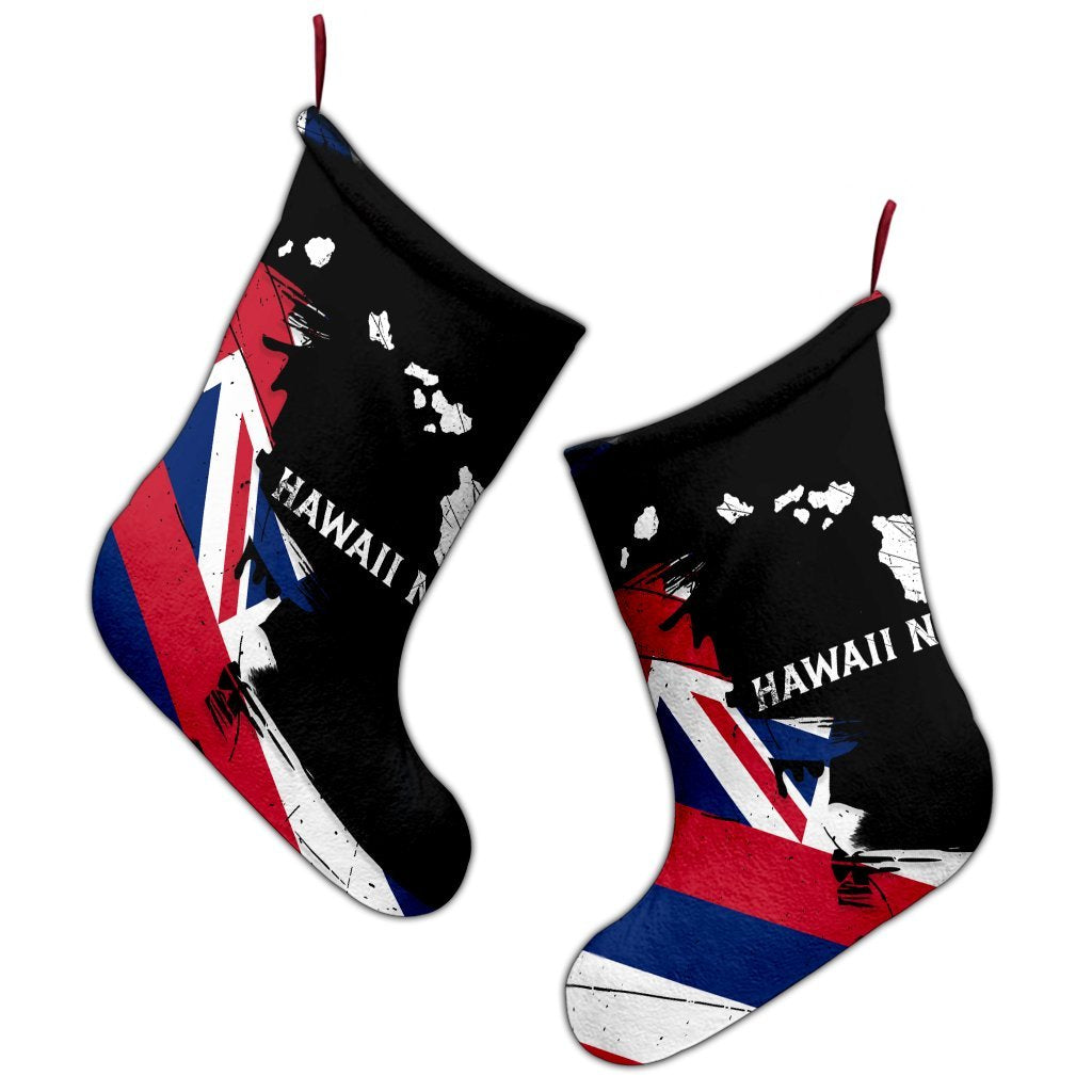 Hawaiian Flag Hawaii Map Nei Polynesian Christmas Stocking - Classic Style Christmas Stocking 26 X 42 cm Black - Polynesian Pride