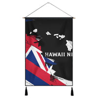 Hawaiian Flag Hawaii Map Nei Polynesian Hanging Poster - Classic Style Hanging Poster Cotton And Linen - Polynesian Pride