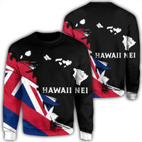 Hawaiian Flag Hawaii Map Nei Polynesian Sweatshirt - Classic Style Unisex Black - Polynesian Pride