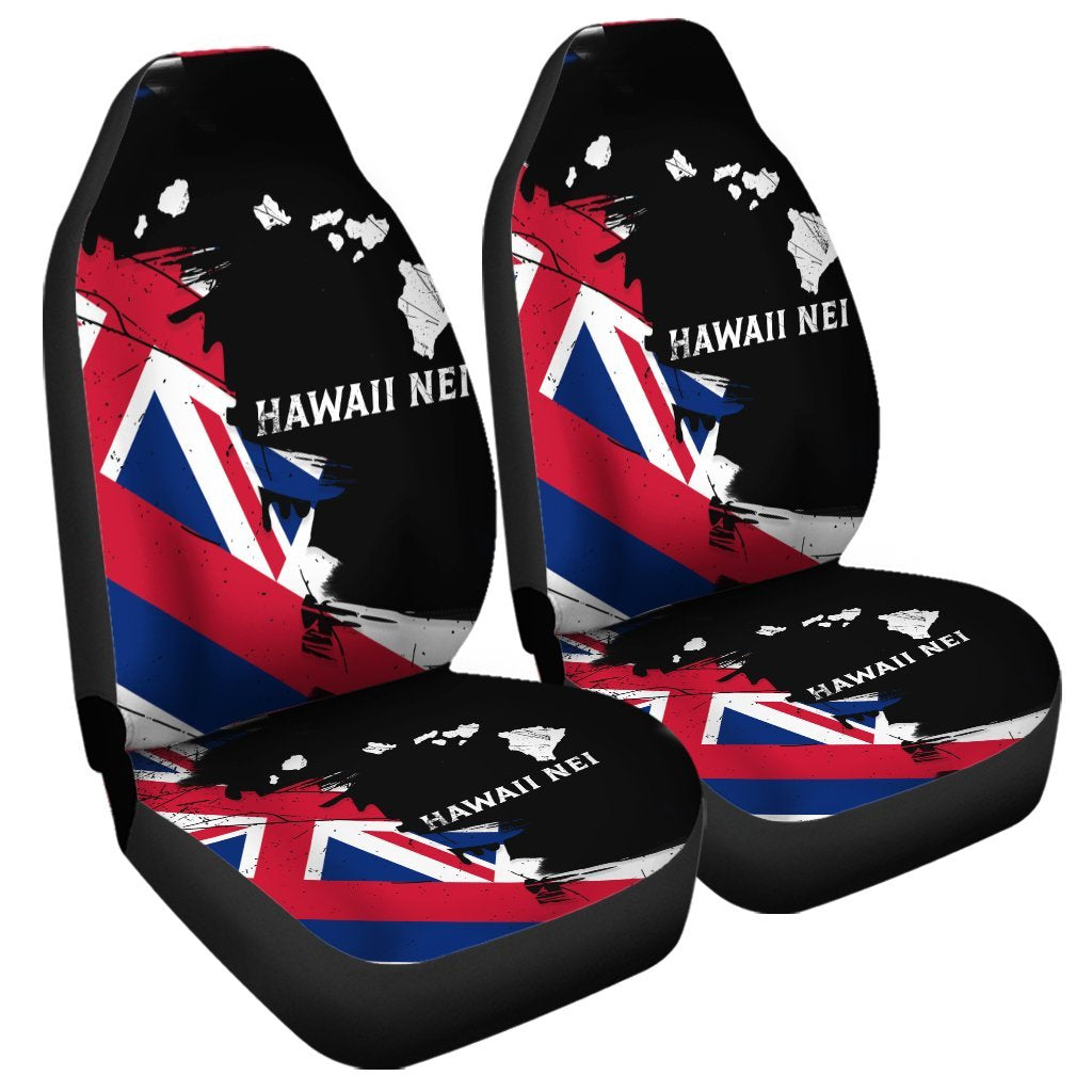 Hawaiian Flag Hawaii Map Nei Polynesian Car Seat Covers - Classic Style Universal Fit Black - Polynesian Pride