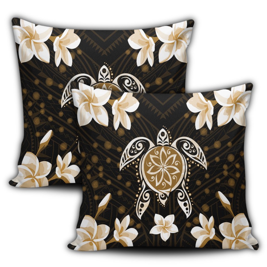 Hawaiian Gold Turtle Plumeria Pillow Covers AH - Polynesian Pride