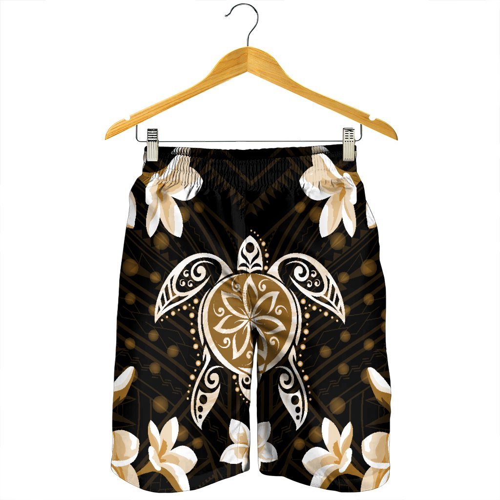 Hawaiian Gold Turtle Plumeria Men's Shorts AH - Polynesian Pride