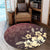 Hawaiian Golden Hibiscus Butterfly Polynesian Round Carpet - AH - Polynesian Pride