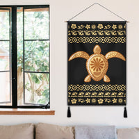 Hawaiian Golden Turtle Hibiscus Plumeria Polynesian Hanging Poster - AH - Polynesian Pride
