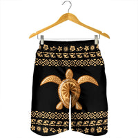 Hawaiian Golden Turtle Hibiscus Plumeria Polynesian Men's Shorts - AH - Polynesian Pride
