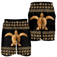 Hawaiian Golden Turtle Hibiscus Plumeria Polynesian Men's Shorts - AH - Polynesian Pride