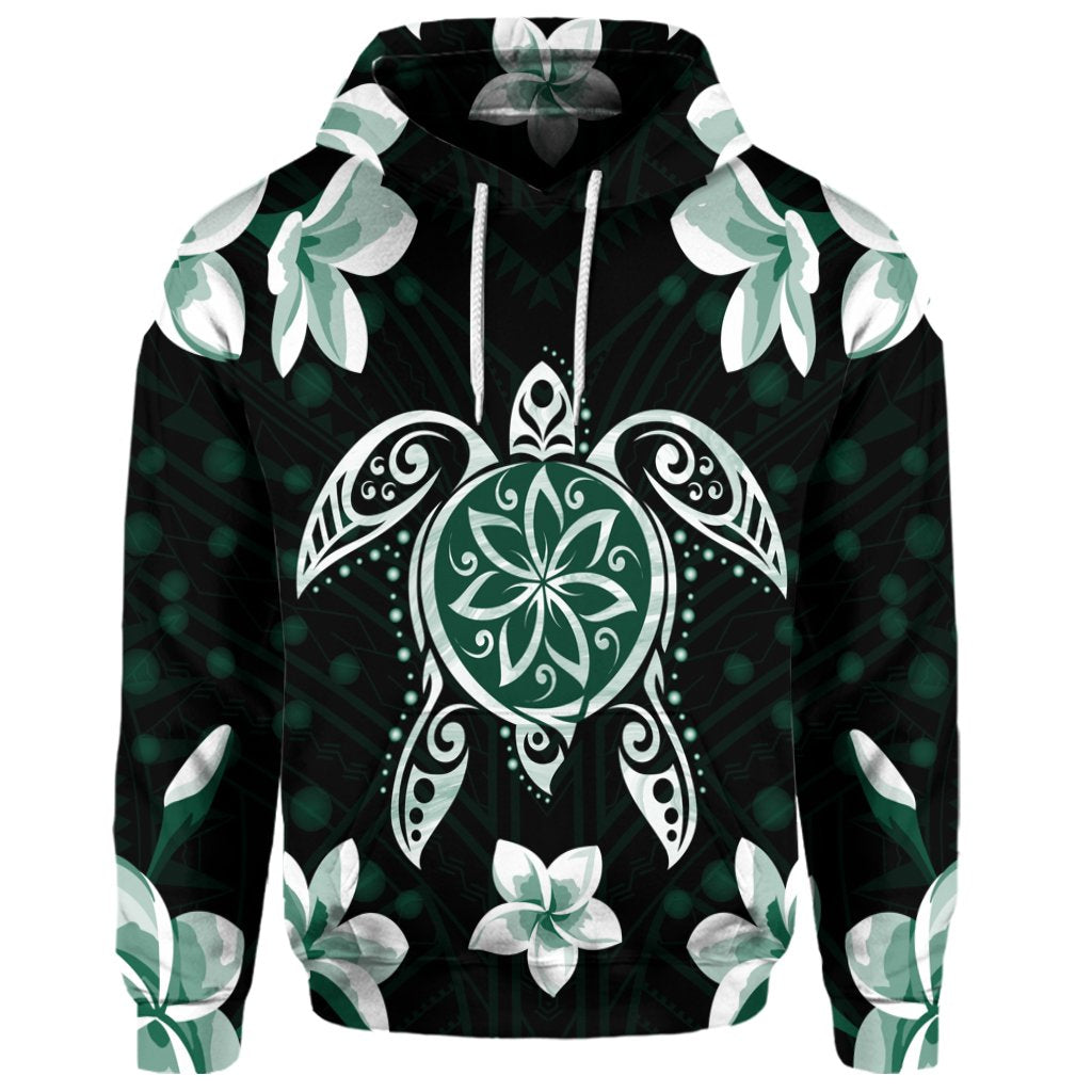 Custom Hawaiian Greenie Turtle Plumeria Hoodie - Polynesian Pride